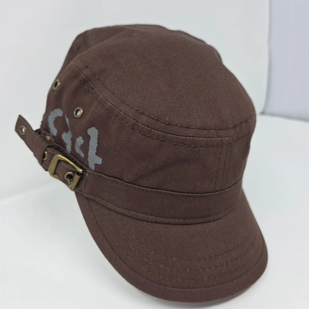 Brown Cadet Hat OSFM Military Style Cotton Twill Cap Gorpcore Streetwear